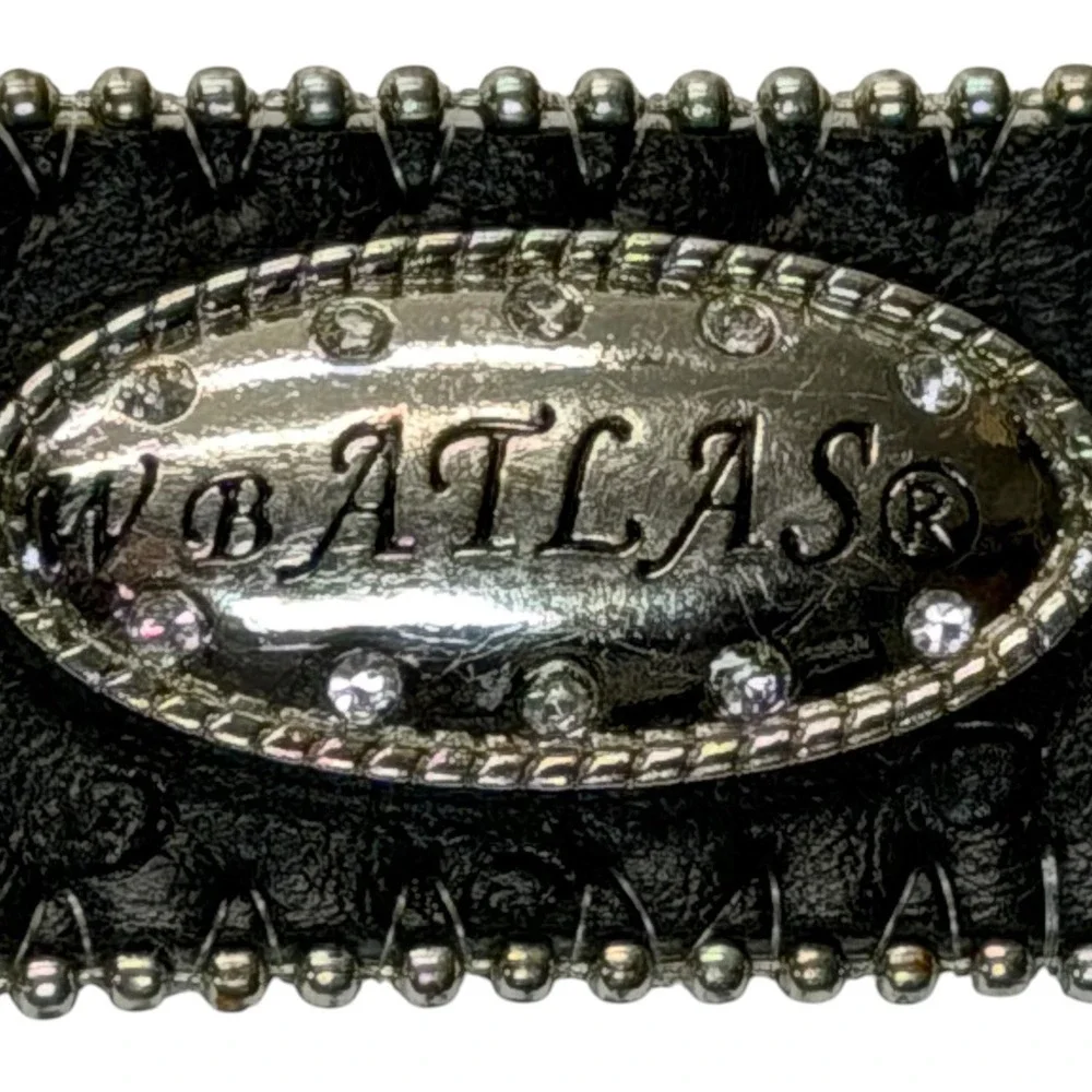 W.B.‎ Atlas Belt Womens 32 Black Leather Rhinestone Studded Western Cowgirl Y2K